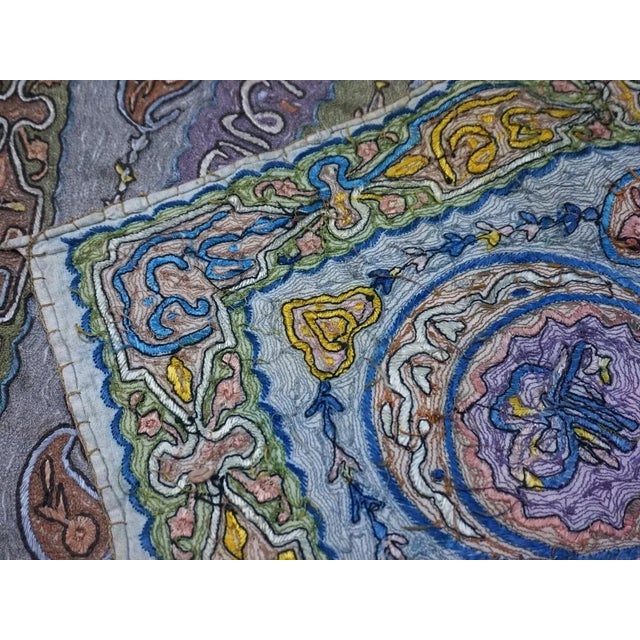 Early 20th Century Turkish Middle Eastern Embroidery Mosque Ottoman with Arabic Calligraphy, 1890s For Sale - Image 9 of 13