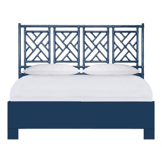 Chippendale Platform Bed California King - Navy For Sale
