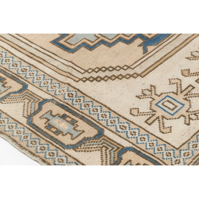 Tan Natural Mid 20th Century Wool Flora Rug For Sale - Image 8 of 10