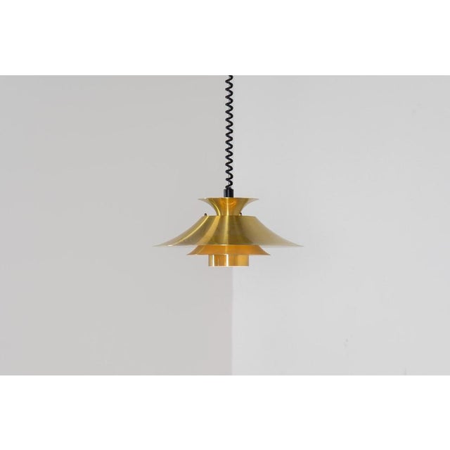 1970s Brass Colored Pendant Light by Frandsen For Sale - Image 5 of 11