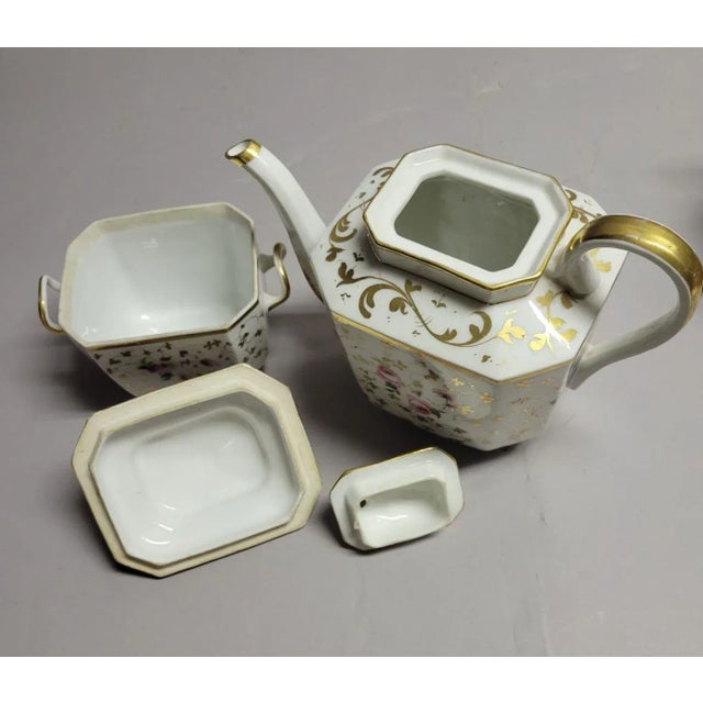 Antique Old Paris Teapot, Creamer, Sugar With Lid, Tea Set For Sale - Image 12 of 12