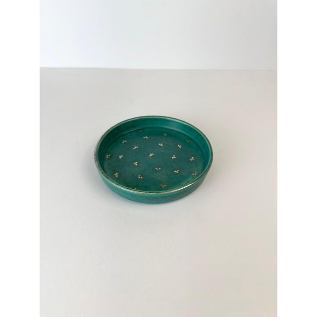 1950s Argenta Bowl in Turquoise Ceramic by Wilhelm Kåge for Gustavsberg, Sweden, 1950s For Sale - Image 5 of 11
