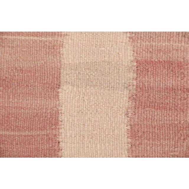 Double-Sided Dusty Rose and Light Pink Striped Wool Moroccan Flatweave Kilim Rug - 9x12 For Sale In New York - Image 6 of 7