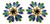 Vintage 14k Yellow Gold Blue Sapphire & Blue/Green Enamel Flower Earrings, Pair For Sale
