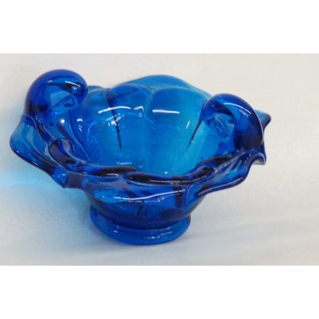 Italian Blown Glass Cobalt Blue Flower Candy Dish Bowl For Sale - Image 12 of 13