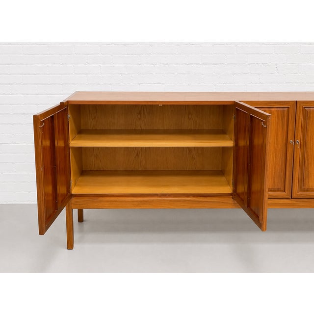 Brown Extra Long Mid Century Modern Rosewood Credenza / Media Stand, C. 1960's For Sale - Image 8 of 16
