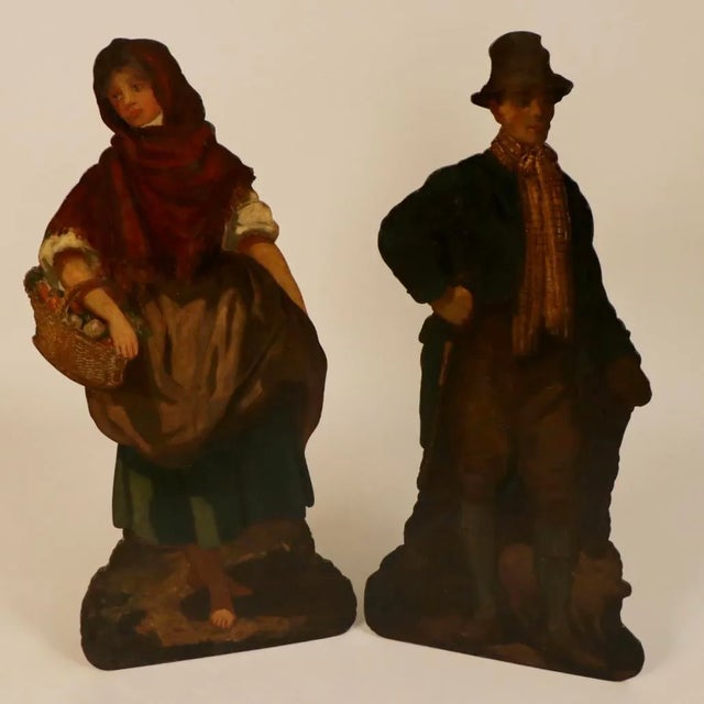 Early 19th Century Georgian Pair of Dummy Boards. Pinewood with oil-painted fine details. Charming and scarce pieces, it...