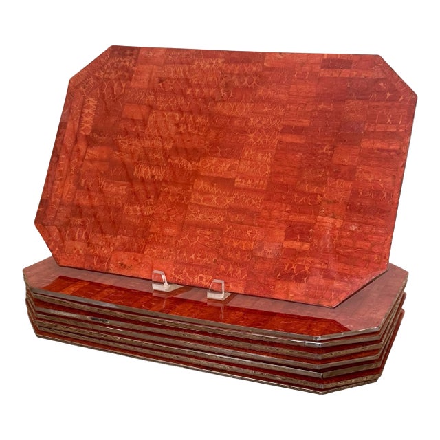 Set/8 Tessellated Coral Maitland Smith Placemats For Sale