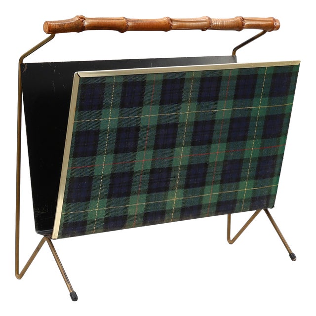 Mid-Century Modern Magazine Holder with Bamboo Handle, Belgium, 1960s For Sale