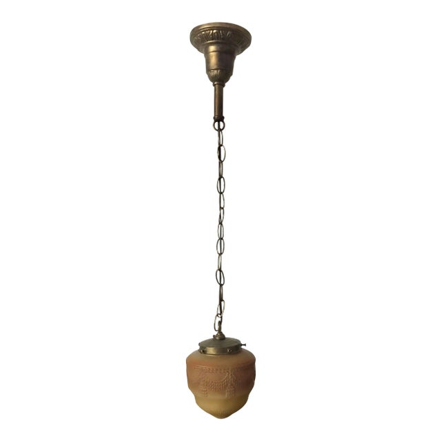 Art Deco Glass Pendant Light With Tassel Detail For Sale