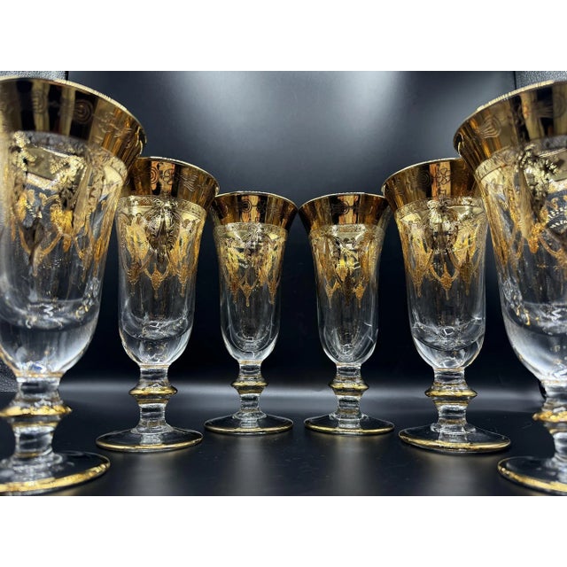 24 Karat Gold-Plated Crystal Glasses from SC Line, 1960s, Set of 6 For Sale - Image 15 of 18