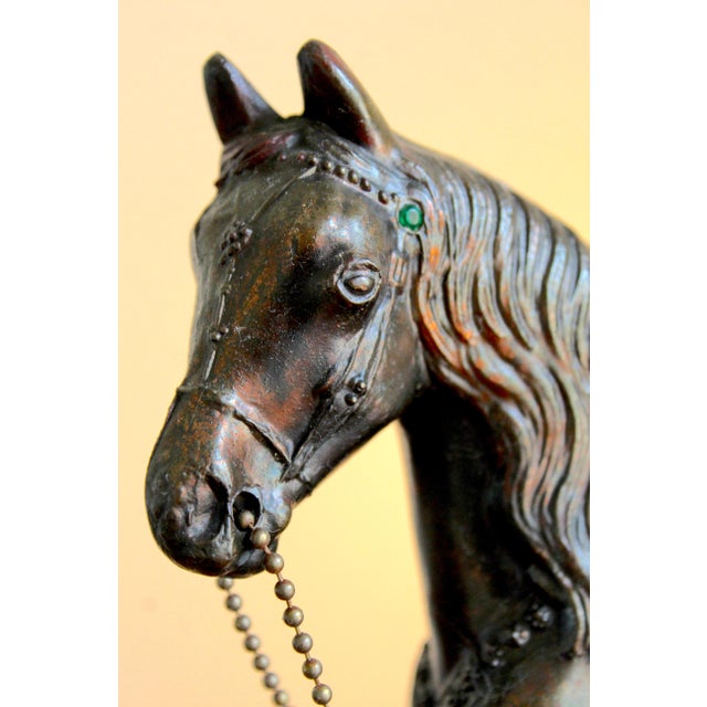 Bronze Vintage Mid-Century Western Horse Tv Lamp With Jeweled Saddle Accent, Circa 1950s–1960s For Sale - Image 8 of 13