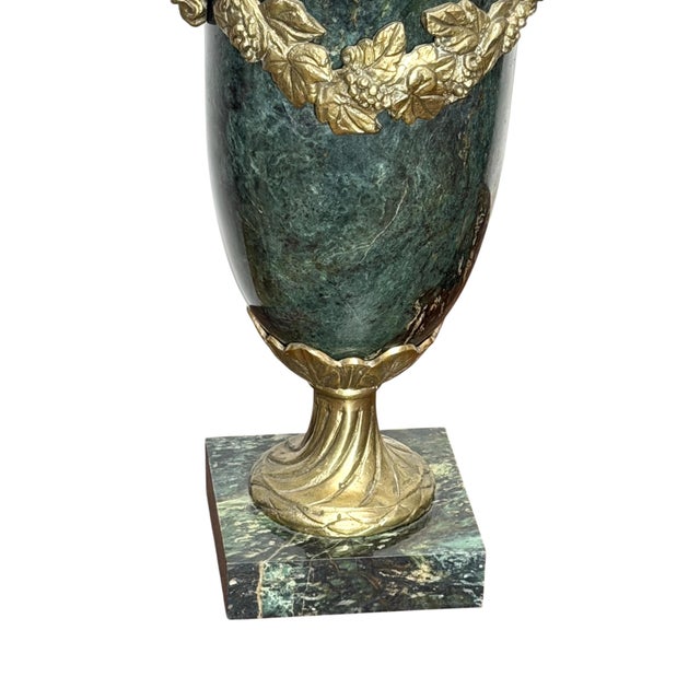 Pair of Green Marble and Ormolu Urns or Cassolettes With Satyr Heads in Louis XVI Style For Sale - Image 9 of 15