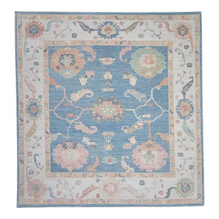 Square Turkish Oushak Rug 12' x 12'5" For Sale