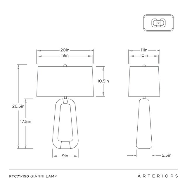 A modern form in ivory ricestone composite is accented with antique brass-plated steel, which visually unites the mixed-...