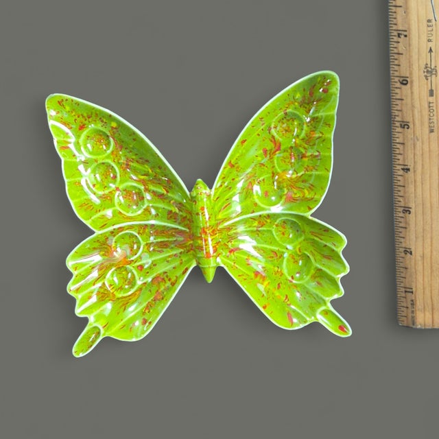 Vintage Ceramic Green Butterfly Trinket Holder Dish For Sale - Image 6 of 9