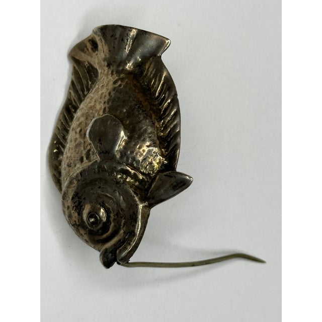 Mid-Century Sterling Silver Bream Fish Brooch Scandinavian Modernist Style Taste For Sale - Image 13 of 18