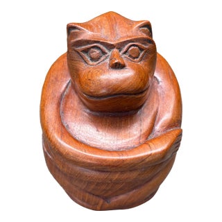 1930's Carved Monkey Box For Sale