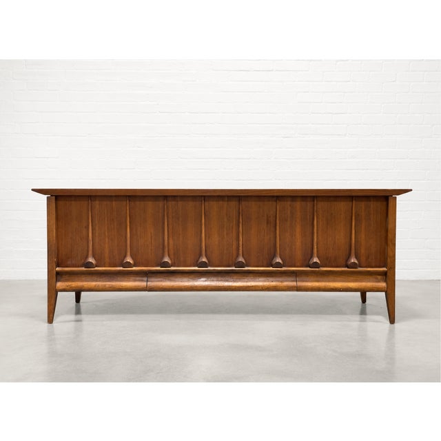 Mid Century Modern Sculptural Walnut Commode | Cabinet With Brutalist Style Wood Details, C. 1960s For Sale - Image 11 of 16