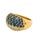 Early 21st Century Sapphire Diamond 18k Yellow Gold Pave Ring, Size 6.75 For Sale - Image 5 of 6