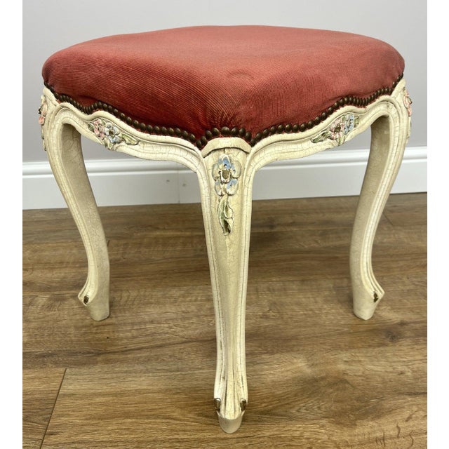 Vintage French Upholstered Ottoman For Sale - Image 5 of 13