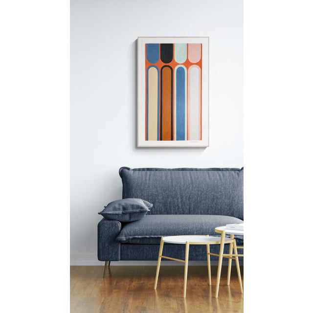 Mid-Century Modern Mixed Media Composition With Red For Sale - Image 3 of 4