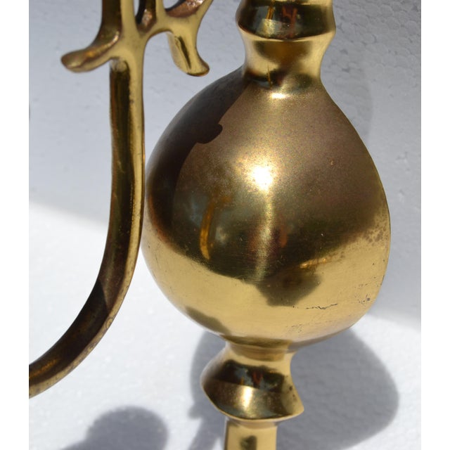 Late 20th Century Mid-Century Modern Cast Brass Candle Holder Wall Sconces - A Pair For Sale - Image 11 of 17
