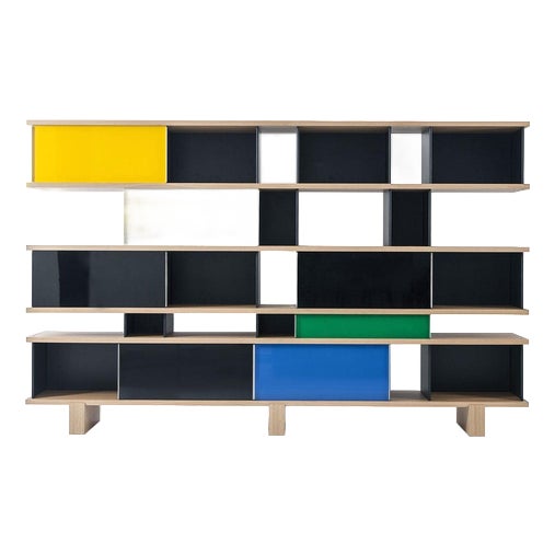 Nuage Shelving Unit in Wood and Aluminium by Charlotte Perriand for Cassina For Sale
