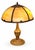 Absolutely gorgeous, Stunning, beautiful vintage table lamp featuring a large domed shade with warm amber slag glass...