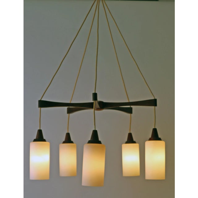 Teak Opal Glass Ceiling Lamp from Temde, 1950s For Sale - Image 9 of 12