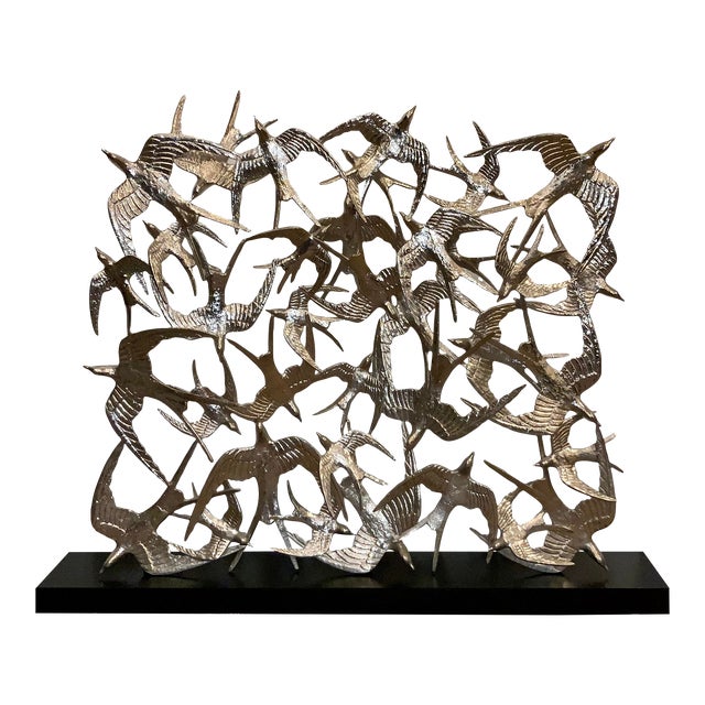 John Richard Modern Large Scale Chrome Finished Swallow Sculpture For Sale