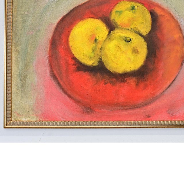 French Vintage Framed Still Life of Apples in a Red Bowl For Sale - Image 4 of 8