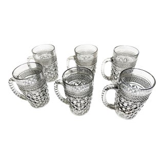 Vintage Mid Century Smoke Grey Anchor Hocking Wexford Beer Mugs – Set of 6 For Sale