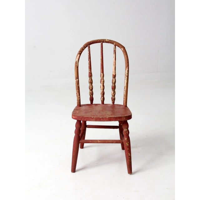 Farmhouse Vintage Painted Pink Kid's Chair For Sale - Image 3 of 10