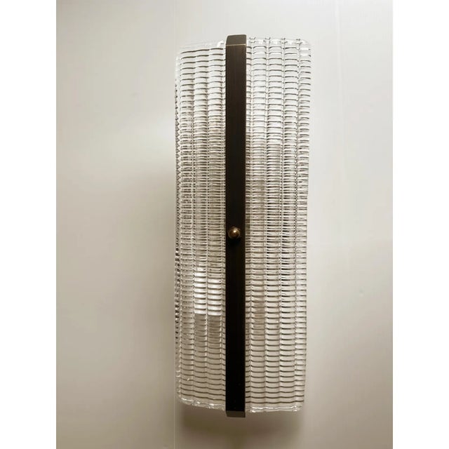 Mid-Century Modern Contemporary Rectangular Diamond-Motif Murano Glass Sconces — Set of Four For Sale - Image 3 of 8