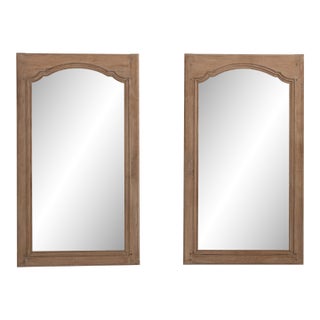 19th Century French Pair of Oak Wall Mirrors, Tall Format For Sale