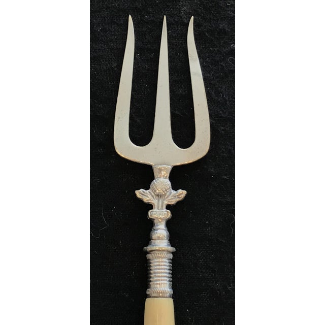 1920s English Silver Bread Fork With Ball Base For Sale - Image 4 of 8
