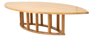 Contemporary Pointed Oval Blonde Wood Dining Table