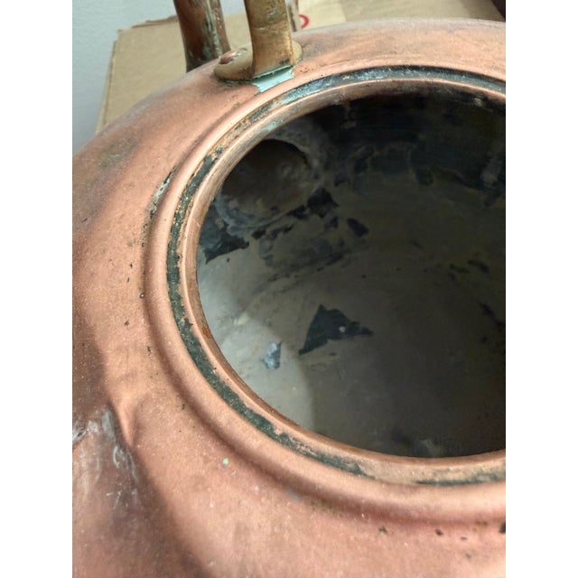 Antique Copper Tea Kettle With Acorn Tipped Lid For Sale - Image 10 of 11