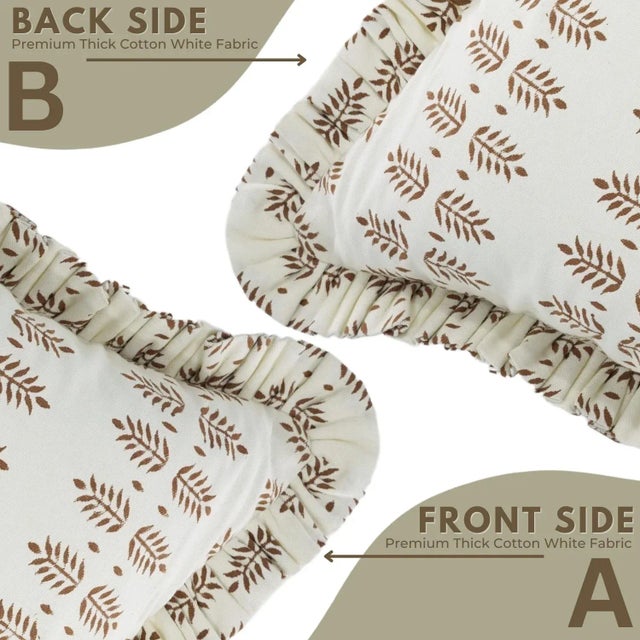 Not Yet Made - Made To Order Fabdivine Handcrafted Block Print Frill Cushion Cover 14x14 Inch Thick Cotton White- Darpan For Sale - Image 5 of 5