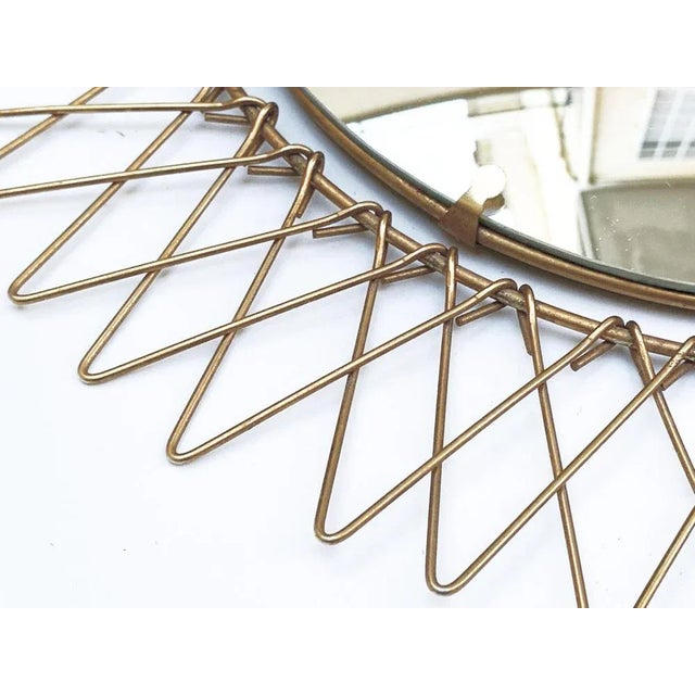 Mid-Century French Brass Sunburst Wall Mirror, 1970s For Sale - Image 9 of 11