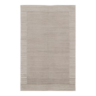 Rug & Kilim’s Indian Dhurrie Rug in Sand With Pinstripe Border For Sale