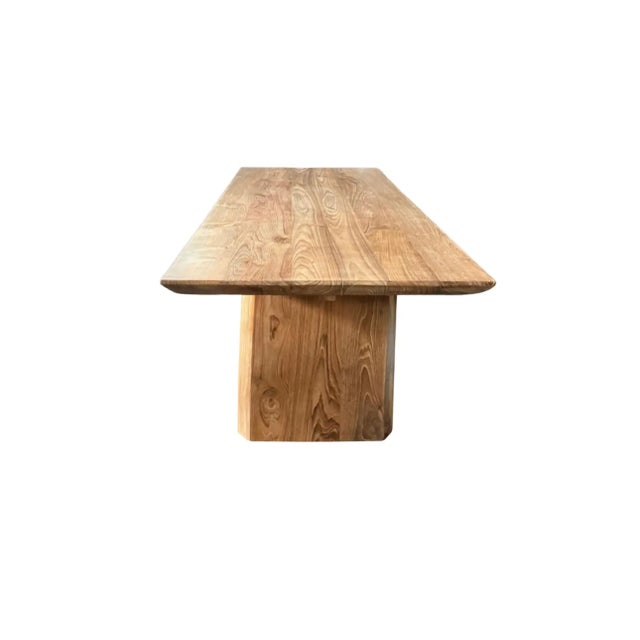 Large Teak Wood Table, Natural Finish, Hand-Crafted Modern Organic, Angled Edges For Sale - Image 6 of 12