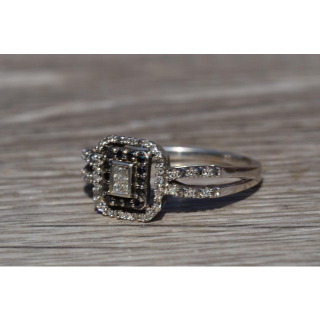 Contemporary The San Fernando: Black and White Diamond Halo Ring For Sale - Image 3 of 10