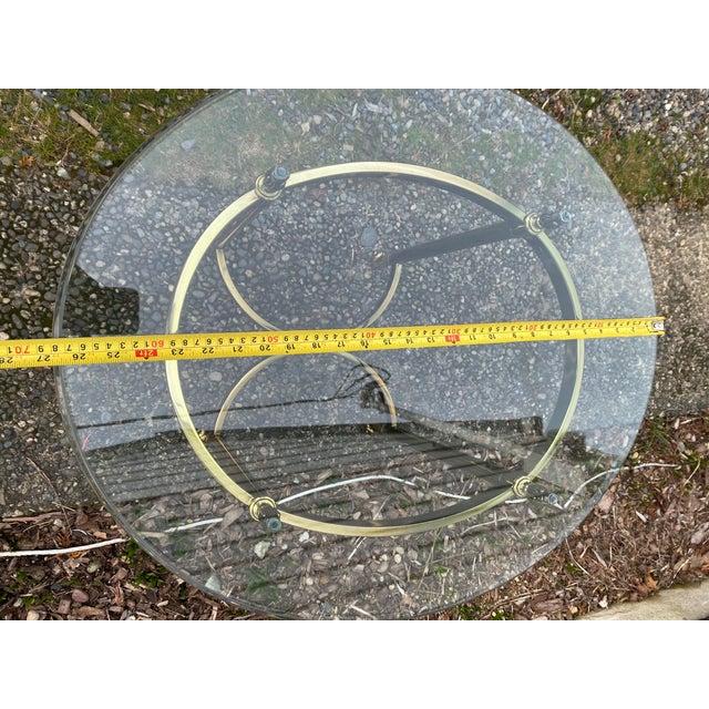 Mid 20th Century Hollywood Regency Brass and Glass Round Side Table - Neoclassical Style For Sale In Seattle - Image 6 of 8