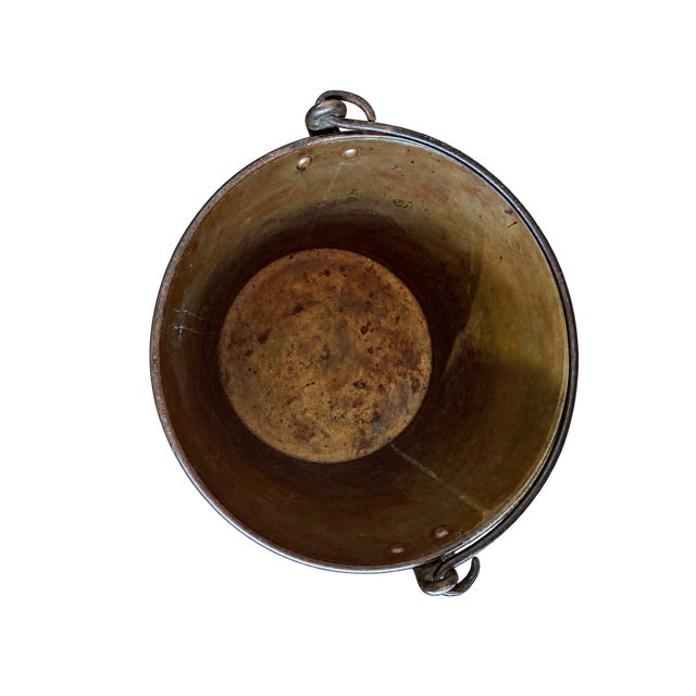 Metal Antique Brass Hearth Cauldron With Bail Handle (Likely 19th/Early 20th Century.) For Sale - Image 7 of 10