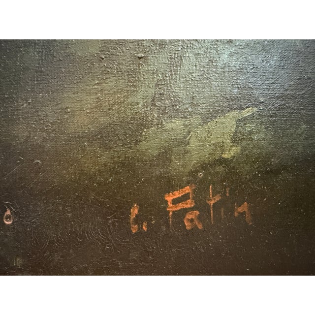 C. Patin Huge Vintage European Cityscape/ Landscape Oil Painting Gilt Frame For Sale In Jacksonville, FL - Image 6 of 13