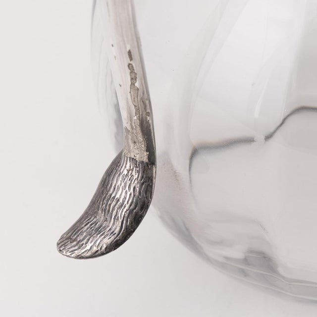 Vintage Glass Jug with Silver-Plated Boar Head from Valenti, 1970s For Sale - Image 15 of 18