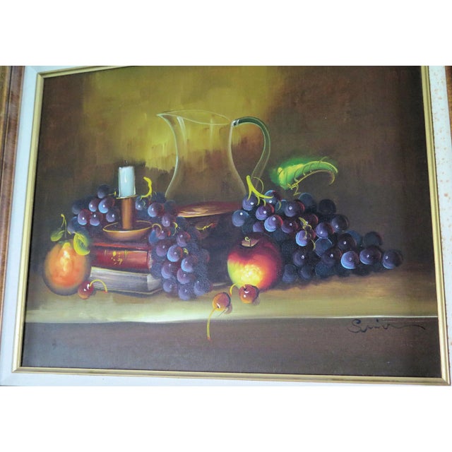 Realism Realistic Oil Still Life of Fruit/Signed, Framed For Sale - Image 3 of 5