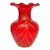 Murano Venetian Vintage Red Yellow Pulled Feather Gold Leaf Italian Art Glass Ruffle Rim Flower Vase For Sale